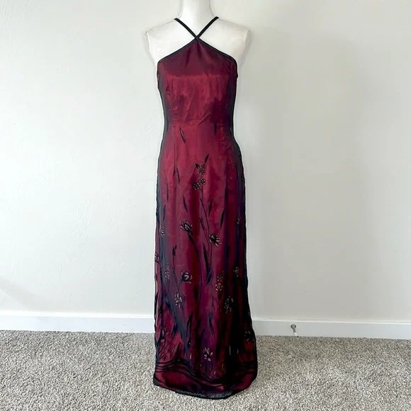 open lace back dress Women's Gothic Doll Collar Gradient Velvet Prom Dress Red – Punk Design
